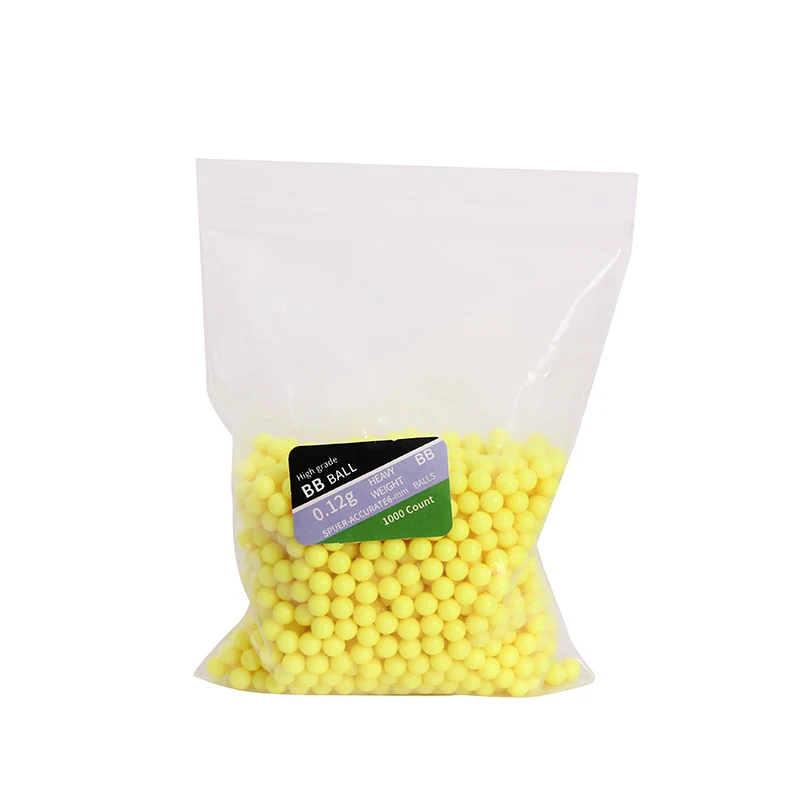 1000 rodadas airsoft bbs balas 0.12g caça tiro 6mm bb strikeball rifle arma de plástico bb bolas amarelo paintball acessórios