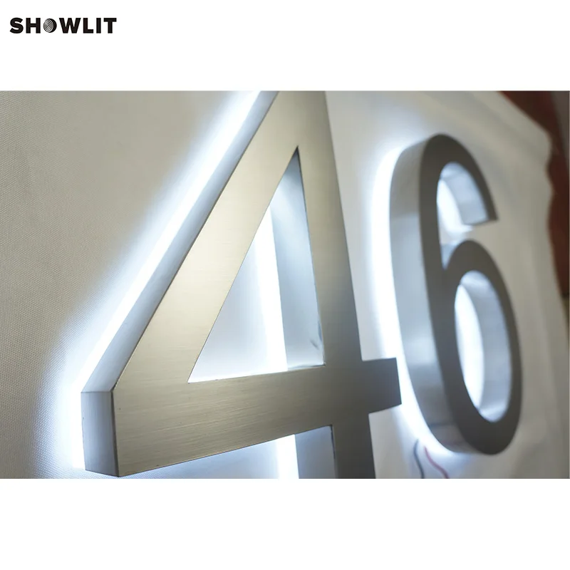 

Custom illuminated Brushed Stainless Steel Letter LED Backlit Halot Lit Letters