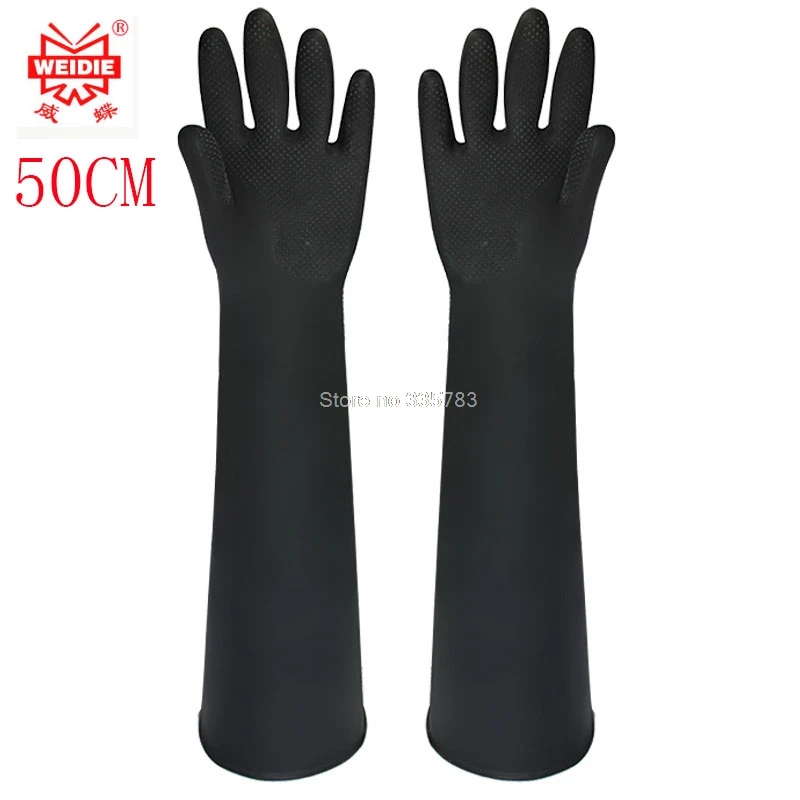 Guantes de látex para trabajo, manoplas blancas y negras de 50CM, resistentes al agua, antideslizantes, arbeitshandschuhe, más largos, Envío Gratis