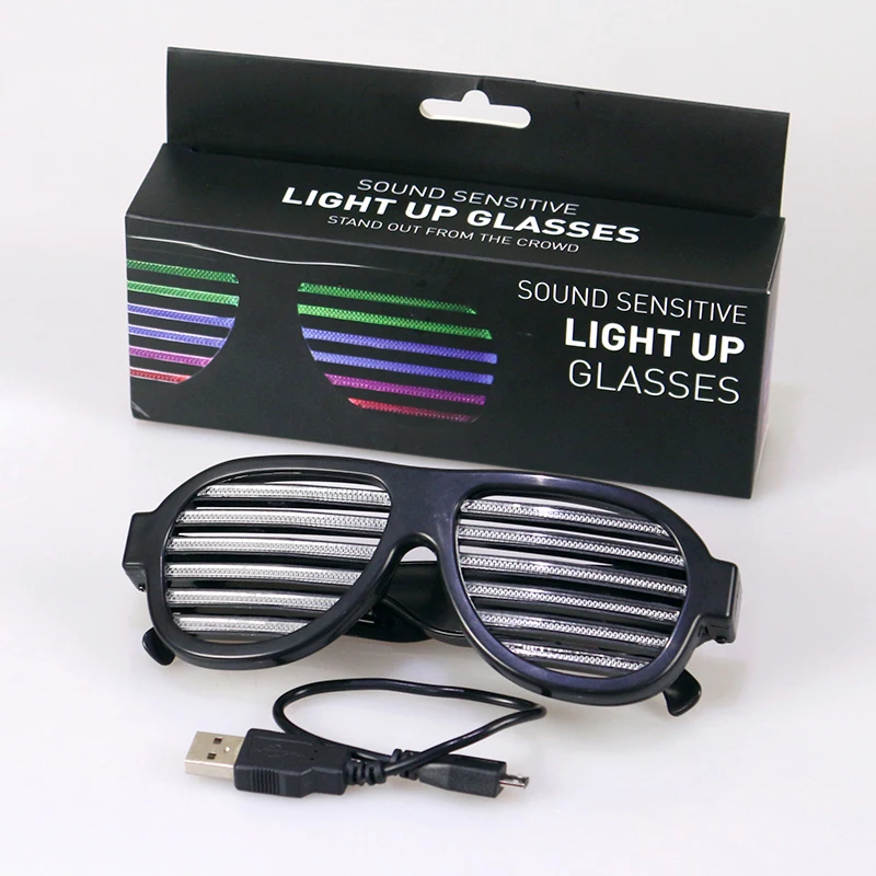 ¡Nuevo! Gafas LED reactivas de sonido USB para fiesta, Club nocturno, Barware, concierto, control de sonido, novedad, decoración de vacaciones