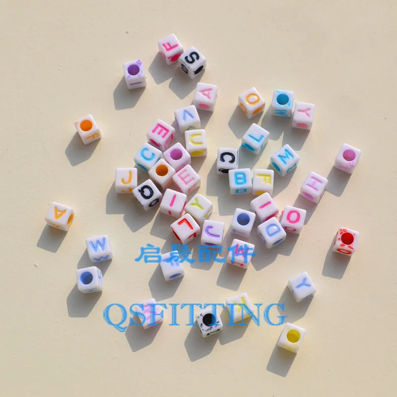 

200pcs/lot DIY fashion jewelry Accessory,Acrylic Sugar Beads,6MM Square Shape,Mix Color Letters