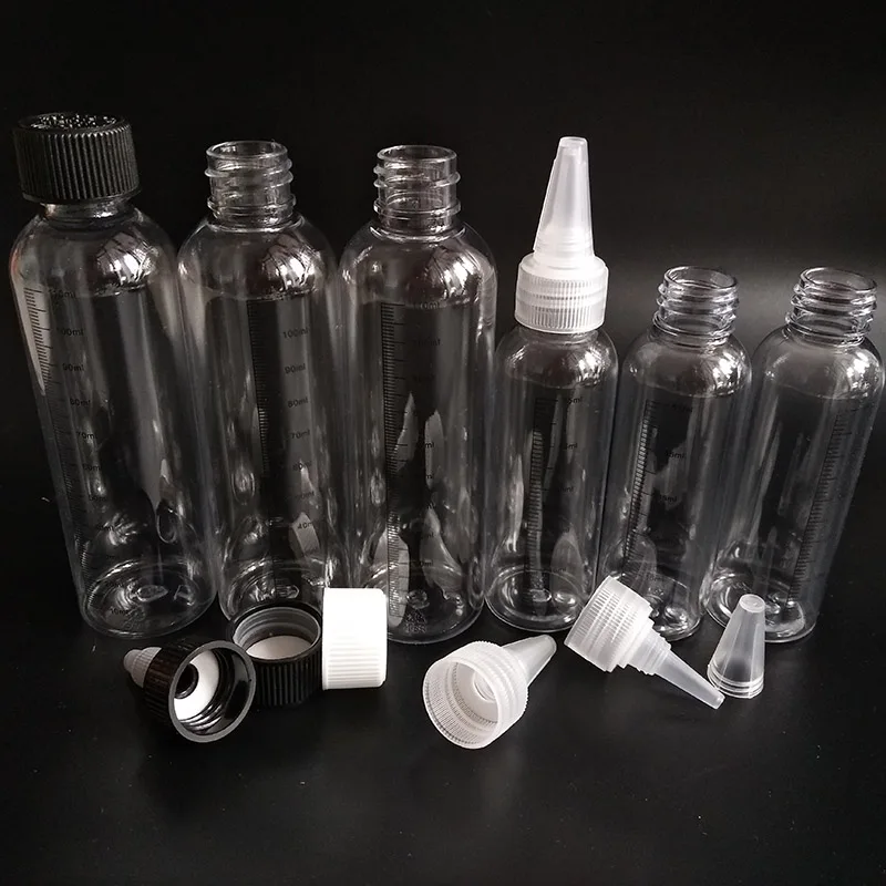 Plastic HUISDIER 60 ml 120 ml E Vloeibare meting Fles Afstuderen Schaal Water Hervulbare Fles met Kindveilige Twist Off Caps