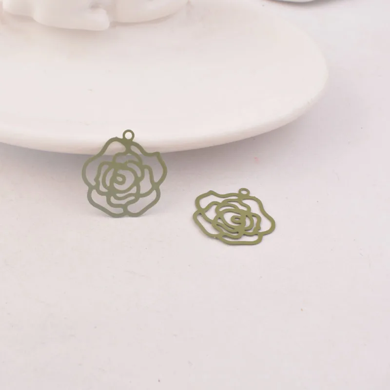 50 Stück AC2817 Messing Schwarze Blumenanhänger 20mm Kupferanhänger DIY Schmuckherstellung – Detail 2