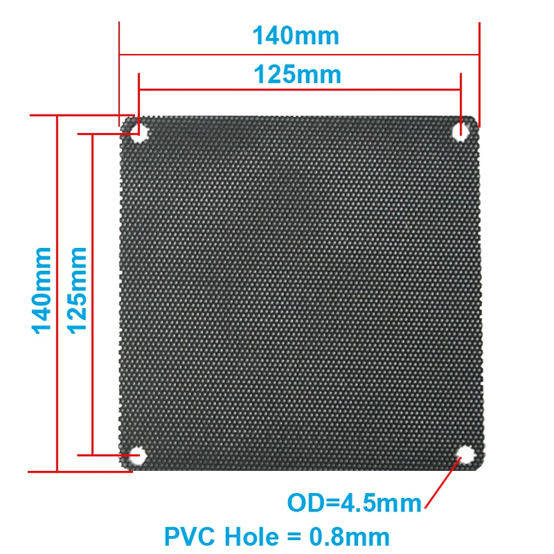 5pcs/lot 14CM Computer Mesh Black PVC PC Case Fan Cooler Dust Filter Dustproof Case Cover,140x140mm