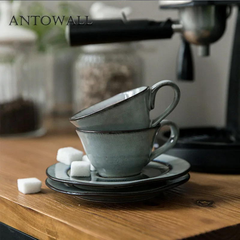 ANTOWALL Small Coffee Cup 100ml Teacup Ice Crack Glaze HighTea Cup Ceramic Tableware Drinking Utensils Cup (no saucer )