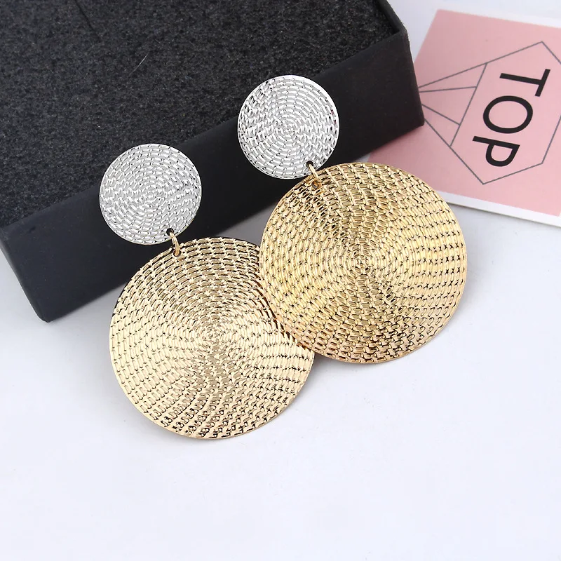 Fashion Exaggerated Pendant Size Round Circle Earrings Female Temperament Personality Color Matching Bump Earrings Ear Jewelry