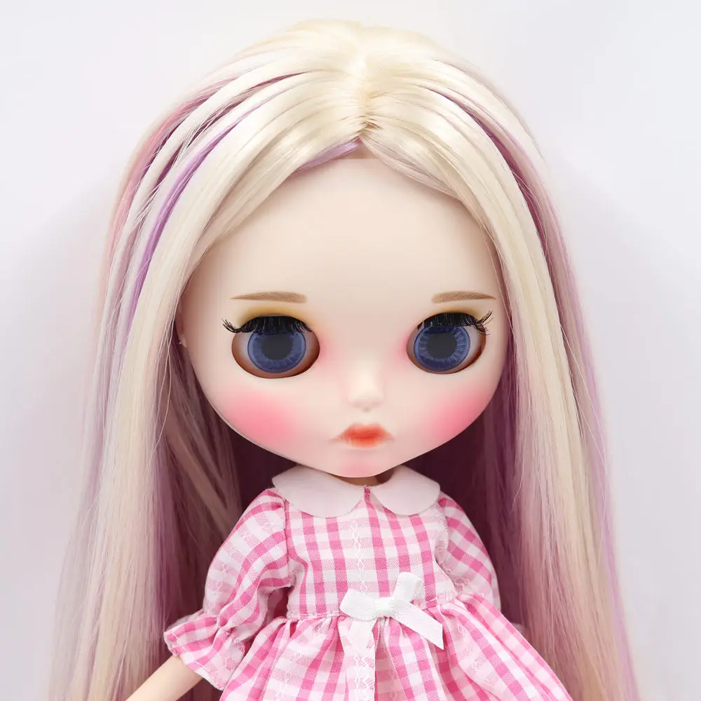 ICY DBS Blyth Doll For No.BL6025/2137/6122 Blonde Mix Purple And Pink Hair Carved Lips Matte Face Joint Body 1/6 BJD