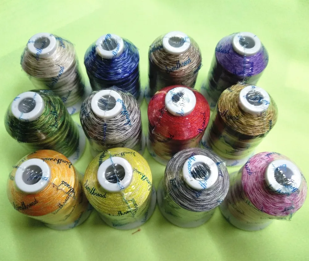 Simthread 12 New Multi-colors Polyester Embroidery Machine Thread 1000 Meters each for machine/hand embroidery sewing quilting