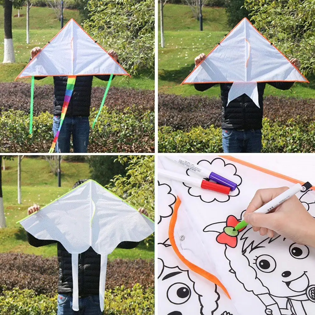 1pc fai da te Cartoon Graffiti Kite Family Outings Outdoor Fun Sports Kids aquiloni giocattoli volanti per bambini