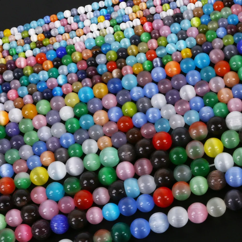 Pick Size 4/6/8/10mm Mix Color Round String Opal Loose Spacer Bead Natural Glass Cat Eye Beads for Jewelry Findings