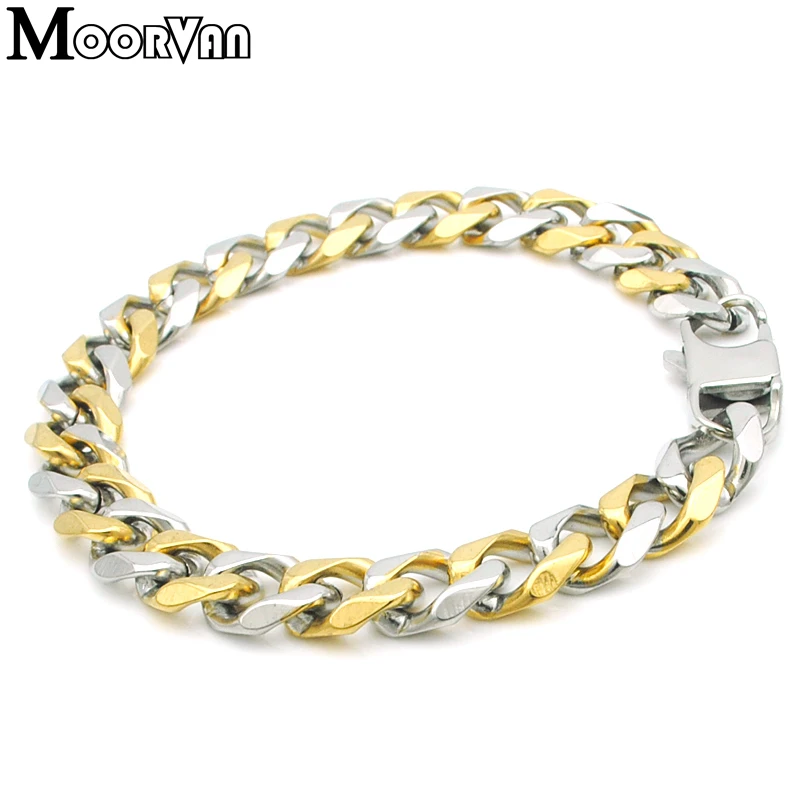 Moorvan Stainelss Steel Polishing High Quality Men Necklace Bracelet Sets Trendy Chain Jewelry Set For Man VJS112