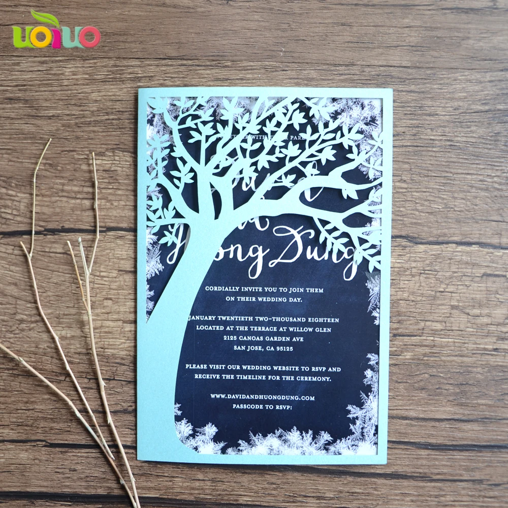 

free shipping 10set/lot 10Pcs Romantic Party tree Invitation Card