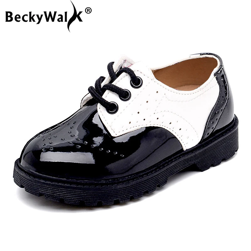 Children Boys Shoes Patent Leather Shoes Black White Spring Autumn Girls Boys School Uniform Kids Dress Shoes Size 21-36 CSH794