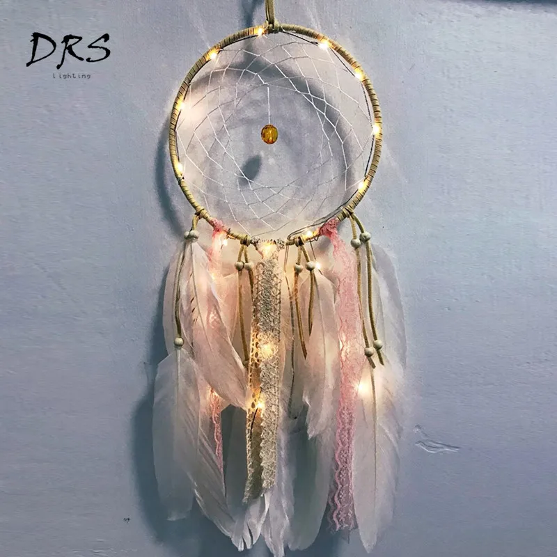 Led pena luz da noite dreamcatcher menina presente de aniversário quarto bebê decoração do quarto crianças decalque da parede cabeceira lâmpada pendurada