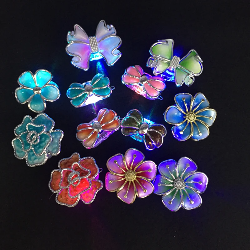 

100pcs/lot Novelty Colorful led flower headwear glow hair accessories jewelry light toy set for Holiday Bar party Gift supplies