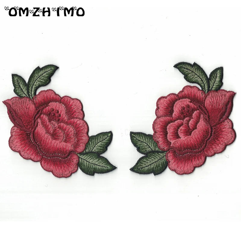 1 Pcs Top Patches Sew-on Red Rose Flower Embroidery Patch Motif Applique Children Women DIY Clothes Sticker Wedding