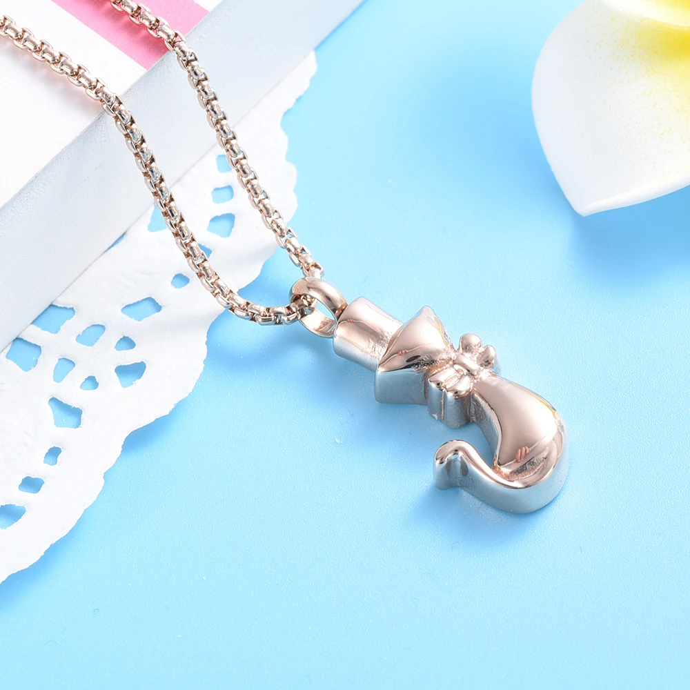 

IJD9696 Hot Selling Pet Cat Urn Necklace for Ashes -Cremation Jewelry Memorial Keepsake Pendant - Engravable