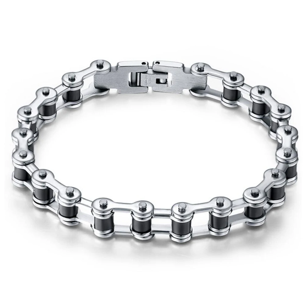 Top Quality Stainless Steel Biker Bracelet  Men\'s Motorcycle Chain Punk Rock Male Bracelet Biker Bicycle Bracelets For Men