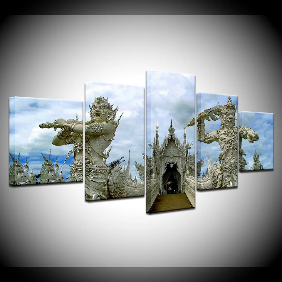 

Canvas Painting Wat Rong Khun (Chiang Rai) 5 Pieces Wall Art Painting Modular Wallpapers Poster Print for living room Home Decor