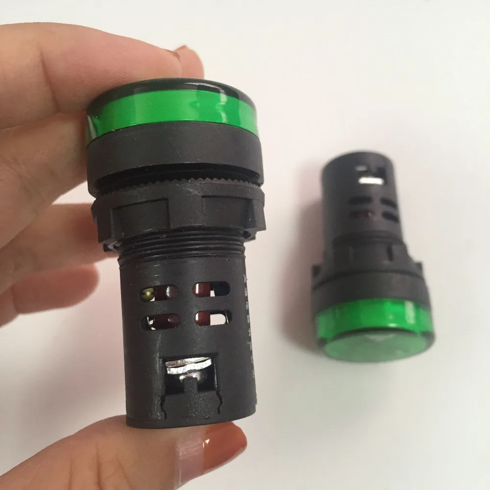 2 قطع ac220v الأخضر led المؤشر ضوء مصباح 22 ملليمتر المسمار قطرها