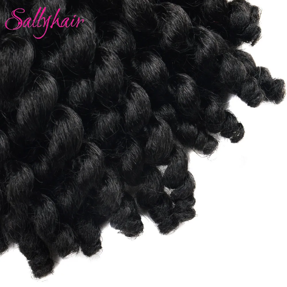 Sallyhair Jamaican Bounce Crochet Hair Ombre Braids Synthetic Braiding Wand Curly Crochet Twist Hair Extensions 8Inch Black Hair