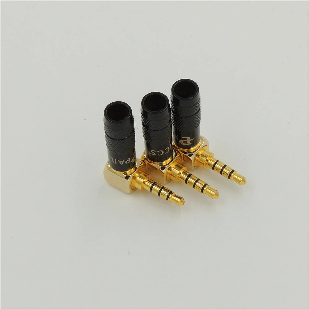 3.5mm 4 pole Stereo Mini Plug 90 degree Right Angled Audio Jack Plug Connector for Cable Adapter