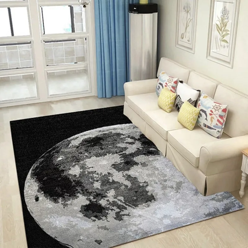 

3D Earth Moon Printed Soft Carpets for Living Room Tea table Antiskid Mat Modern Simple Geometric bedroom Carpet Home Decor Rugs