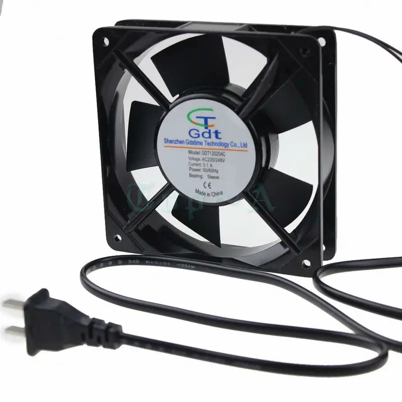 10Pcs Gdstime 12cm 120mm AC Cooling Fan 220V 240v With 2pin AC poewer Outlet Plug 120x120x25mm