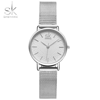 Sk Super Slanke Sliver Mesh Roestvrij Staal Horloges Vrouwen Top Brand Luxe Casual Klok Dames Polshorloge Lady Relogio Feminino