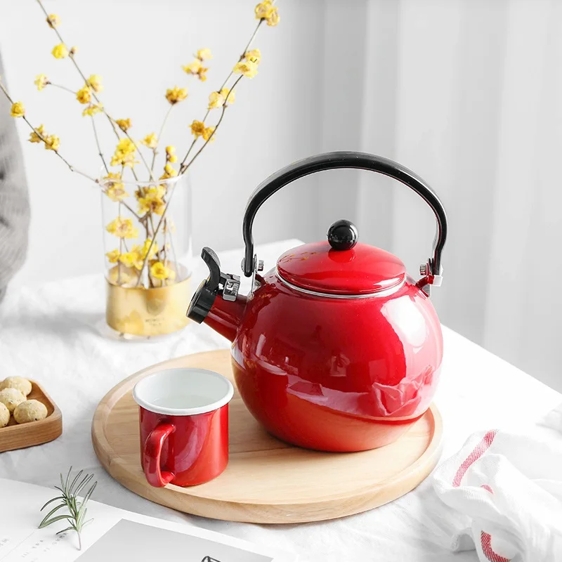 

2L-3L enamel whistle domestic water heater hot water pottery stove gas induction cooker teapot kettle