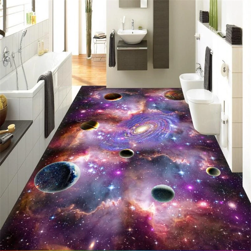 

beibehang Custom flooring 3d photo three-dimensional decoration to draw the universe Starry Galaxy 3D flooring tiles wallpaper