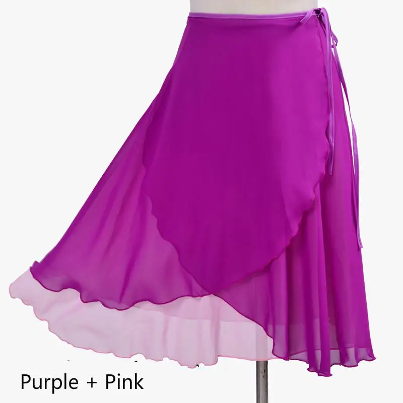Lange Ballet Dans Rok Volwassen Kinderen Chiffon Dubbele Kleur Bloemenprint Praktijk Turnpakje Tutu Ballerina Vrouwen Ballet Jurk