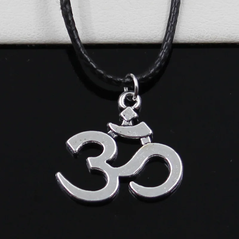 New Fashion Tibetan Silver Color Pendant Yoga Om Necklace Choker Black Leather Cord Factory Price Handmade Jewelry