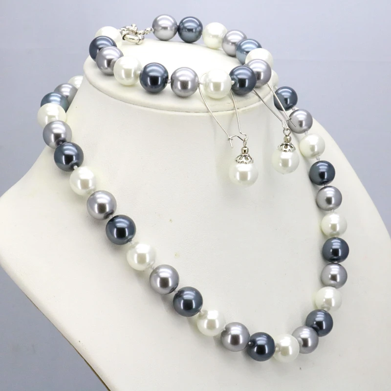 Multicolor glass pearl necklace set 12mm necklace 18\