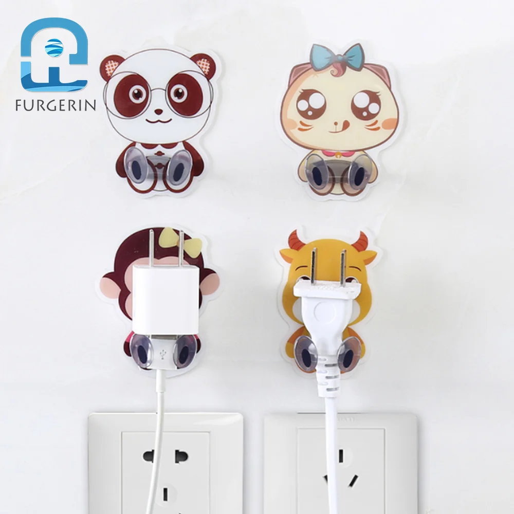 

FURGERIN-Self Adhesive Wall Hooks, Cable Organizer, Plug Holder, Sticky Hooks, Decorative Cable Organizer, 2Pcs per Lot