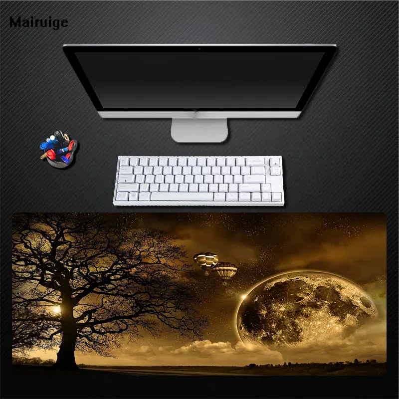 

Mairuige Retro Pattern Moon Landscape Tree Rat Pad Game Player Comfort Pad Table Mat Keyboard Rectangular Large Size Pad