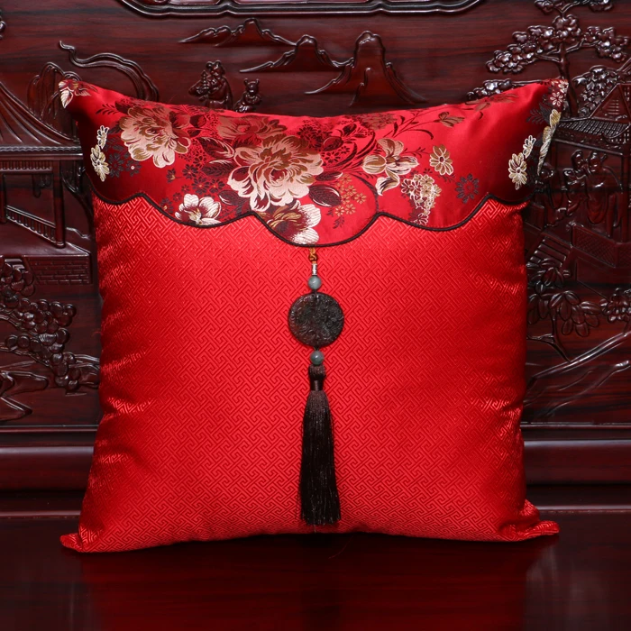 

Jade Tassel Luxury Natural Mulberry Silk Pillowcase Home Decor Cushion Cover Chair Sofa Lumbar Cushion Chinese Pillow Covers