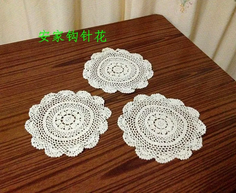 2015 new arrival fashion 6 pic/lot cotton crochet lace coaster with flower for home decor corkcoaster button doily placemat felt