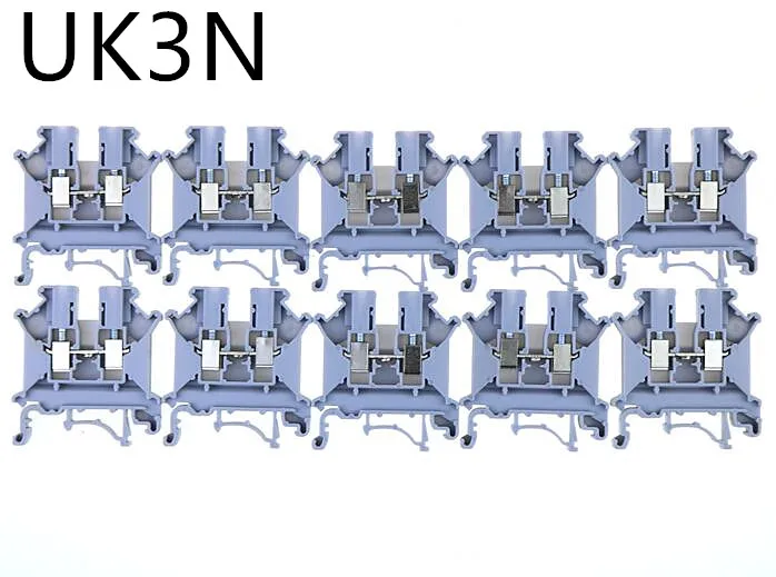 100 pcs/ box UK-3N CE certification UK3N DIN rail Terminal blocks Phoenix type UK3N Wiring board connector terminals