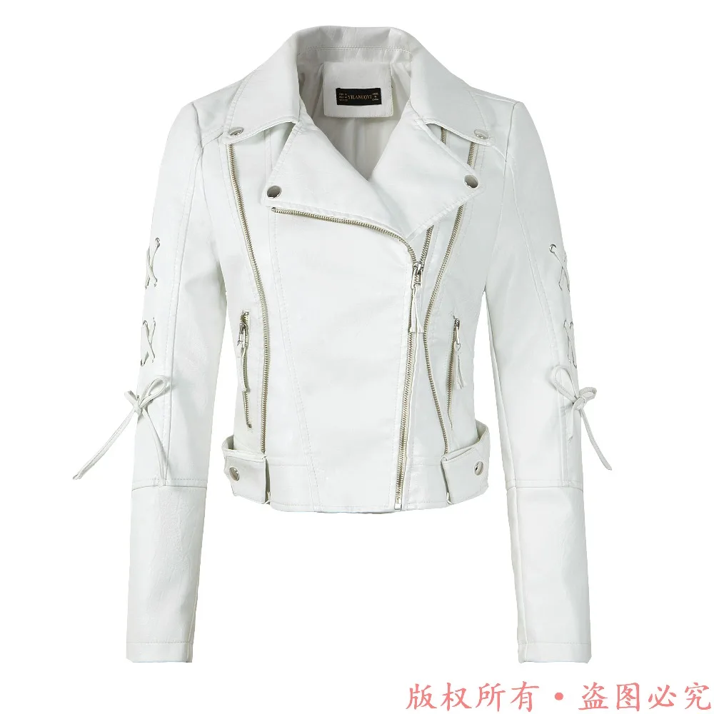 New Arrival 2021 brand Winter Autumn Motorcycle leather jackets red leather jacket women leather coat  slim PU jacket Leather