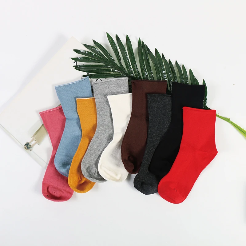 

DONG AI 9 Pairs Women Sock Cute Solid Color Neatly Comfortable Bamboo Women Socks Autumn Anti-bacterial Lady Sox Meias Calcetine