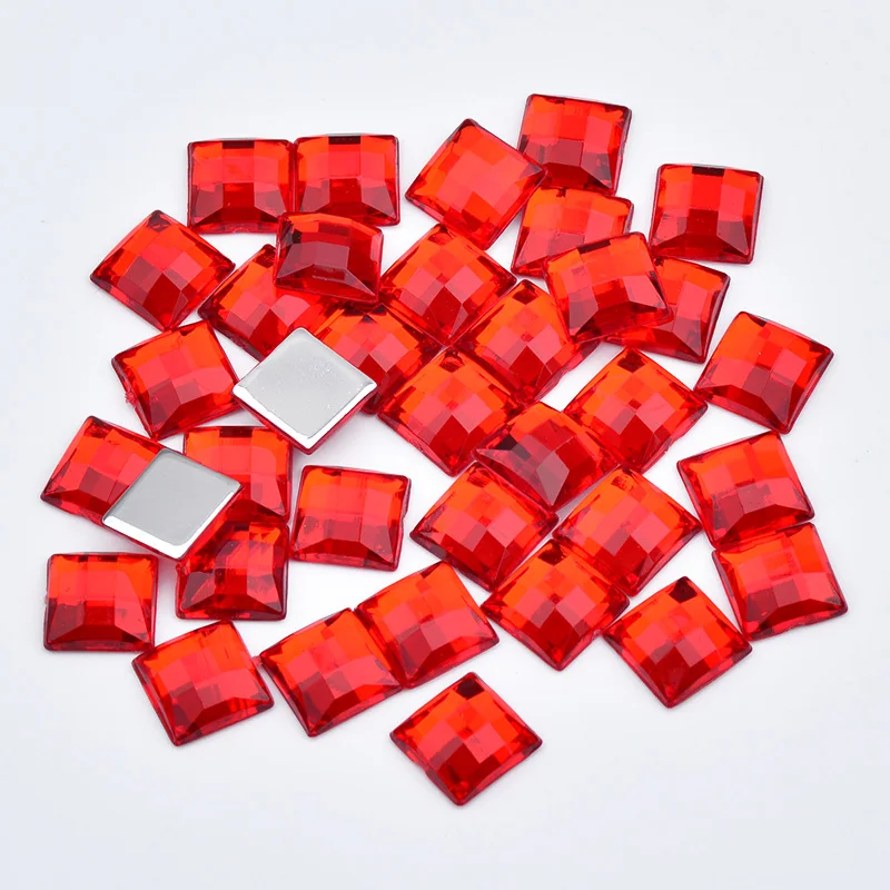JUNAO 8 10 12 14 16 mm White Square Crystal Rhinestone Flat Back Acrylic Gems Glue On Crystals Stones Non Sewing DIY Strass