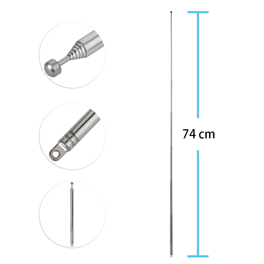 Eightwood Universal DAB DAB+ AM FM TV Antenna 6 Section Telescopic Aerial for Portable Radio Home Audio Radio Stereo Receiver