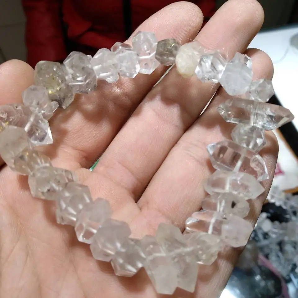 1pcs rare natural stones and minerals herkimer diamond bracelet rough gem healing crystals clear quartz crystal bracelet