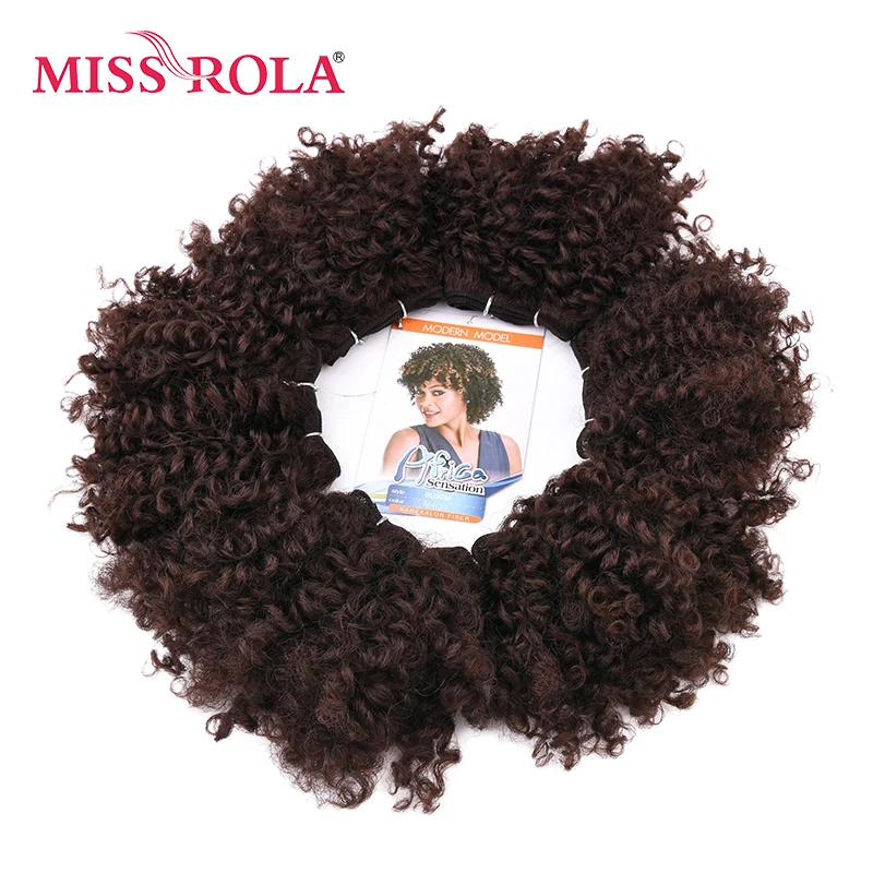 Miss Rola 6pcs/lot Curly Synthetic Hair Extensions 100g Sew In Hair Weave Kanekalon Fiber Double Weft Hair Bundles