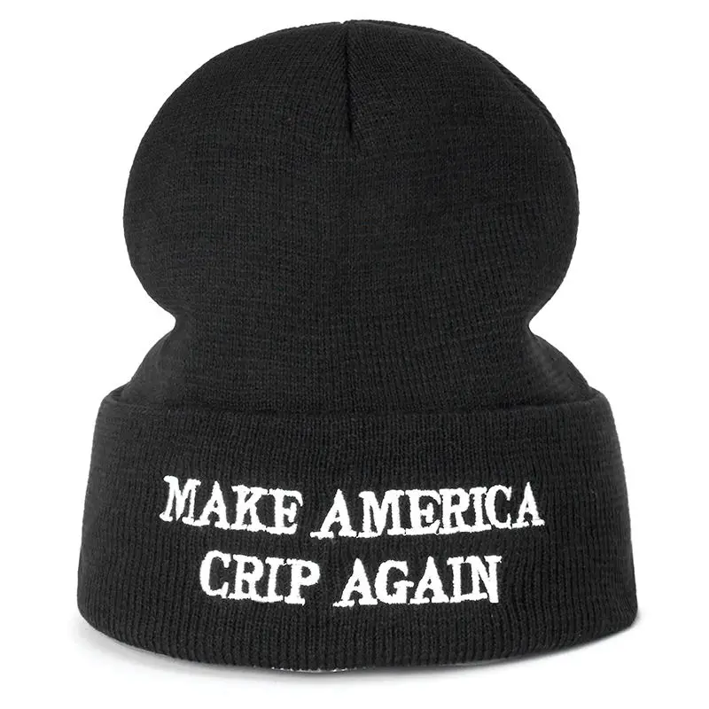 SANDMAN High Quality Letter MAKE AMERICA CRIP AGAIN Casual Beanies For Men Women Fashion Knitted Winter Hat Hip-hop Skullies Hat