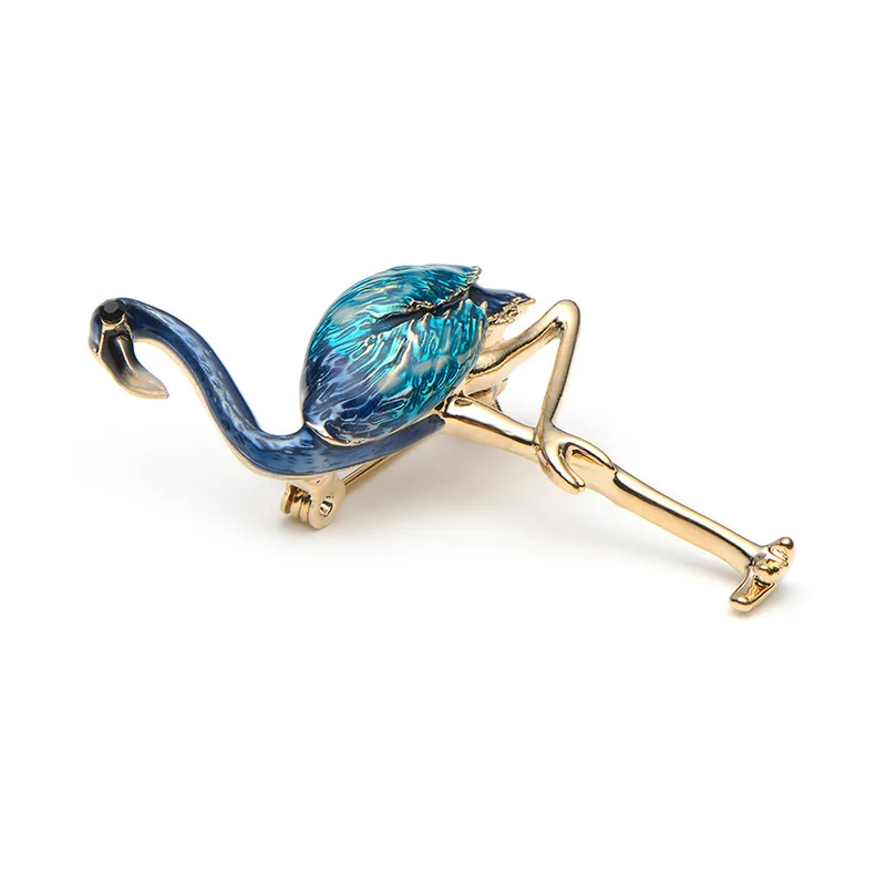 New Design Flamingo Alloy Red Blue Enamel Bird Brooches Women Men\'s Metal Animal Brooch Pins Banquet Broche Gift Scarf Buckle