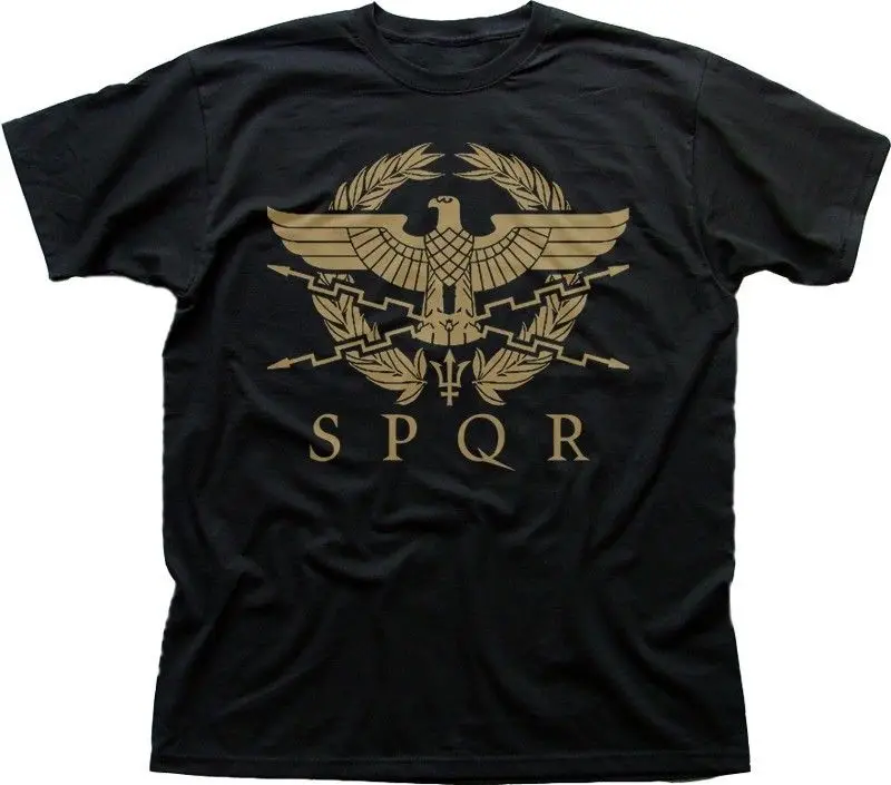 Spqr Roman Gladiator Imperial Golden Eagle Army Printed 2019 New Short Sleeve Men 100 % Cotton for Custom Tee Shirts