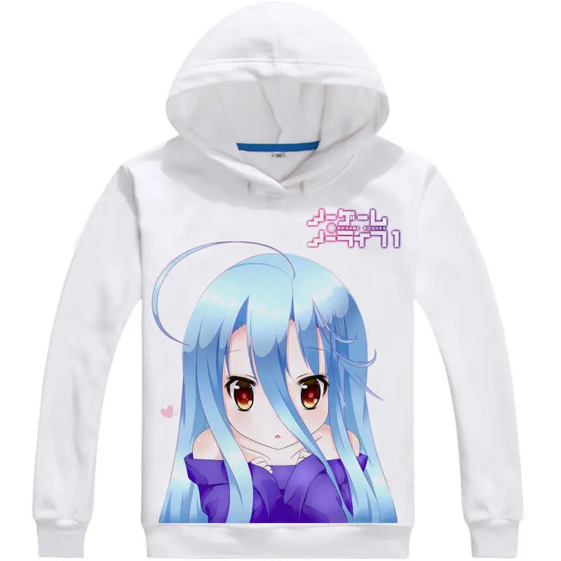 No Game No Life Hoodie Anime Sora and Shiro Cosplay white hoodies Cute Sweatshirts Japanese Cartoon Fans