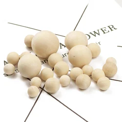 WLYeeS 8 to 40mm Natural Color Wooden Beads Eco-Friendly Round Ball Nonporous wood Loose bead for DIY Jewelry Making Baby Toy